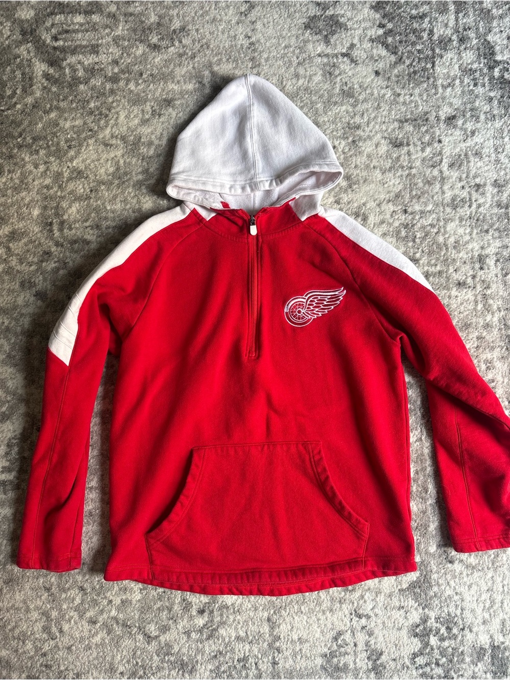 NHL Red and White Hooded Half-Zip Pullover